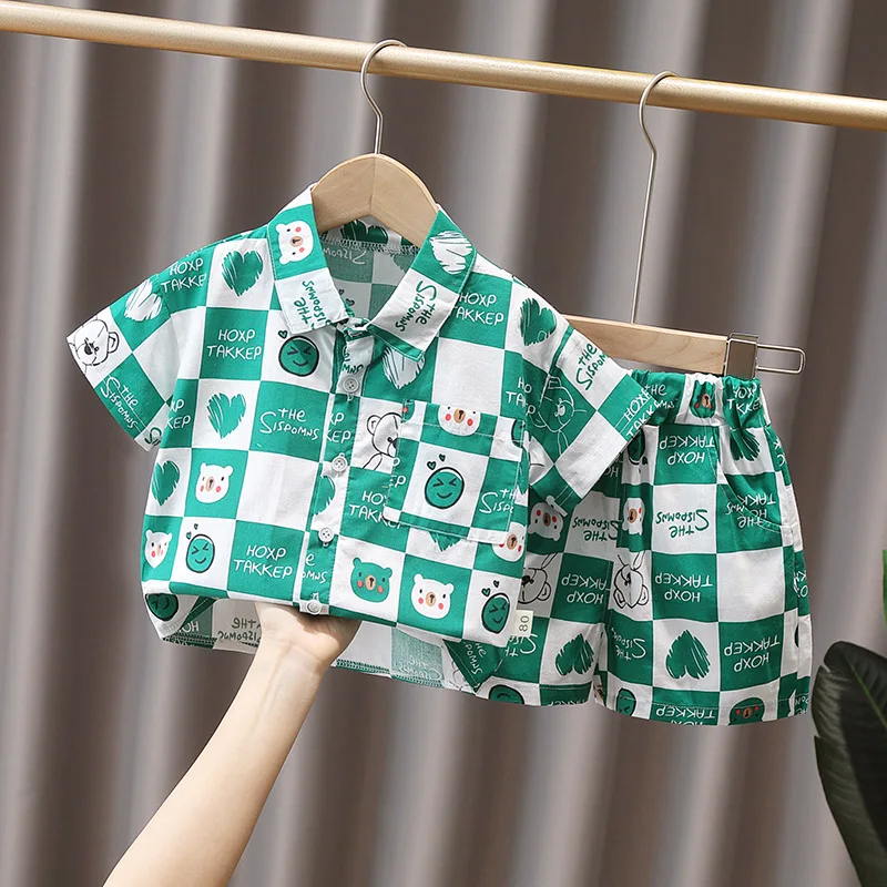 

Summer Baby Boys Casual Suits Full Print Cartoon T-Shirt& Shorts 2Pcs Outfits Fashion Kids Clothes Sets Toddler Girls Tracksuit