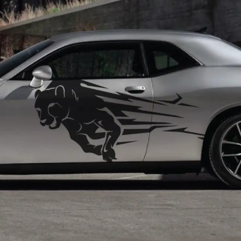 

Включает в себя обе стороны-Кот бег подходит для HellCat Challenger гранж Татуировка Племенной двери боковой пикап автомобиль виниловый захват