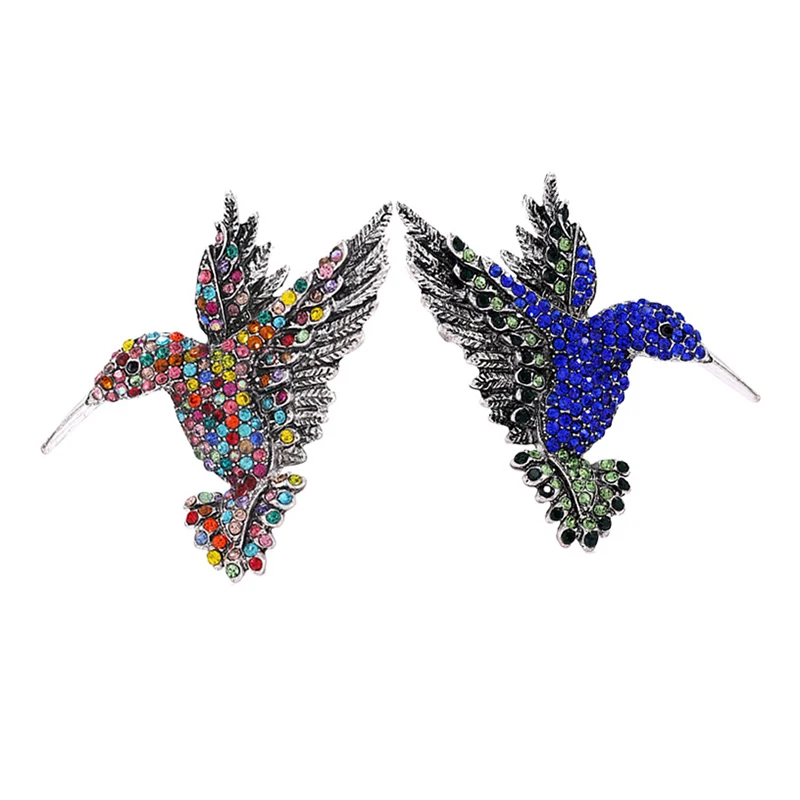 

Colorful Rhinestone Hummingbird Brooches for Women Animal Pin Korea Fashion Accessories Winter Coat Party Jewelry