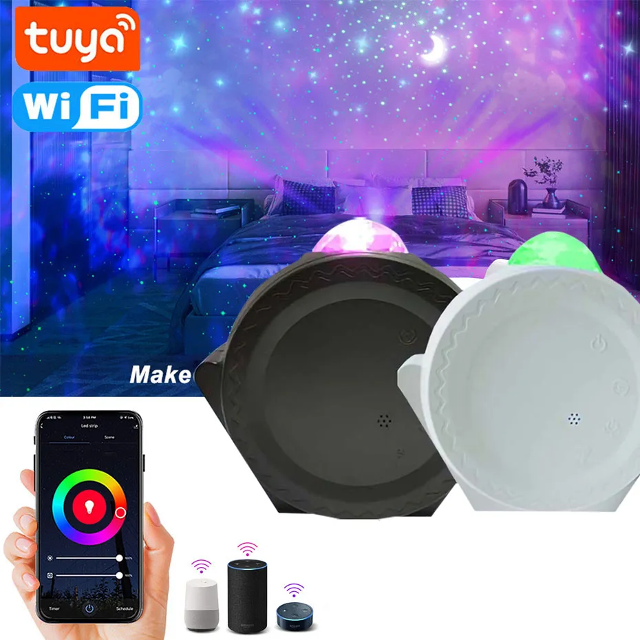 

WiFi Smart Star Projector Smart life wifi APP 3 in 1 Galaxy Projector Stars Moon Ocean Voice Music Control LED Night Light Lamps
