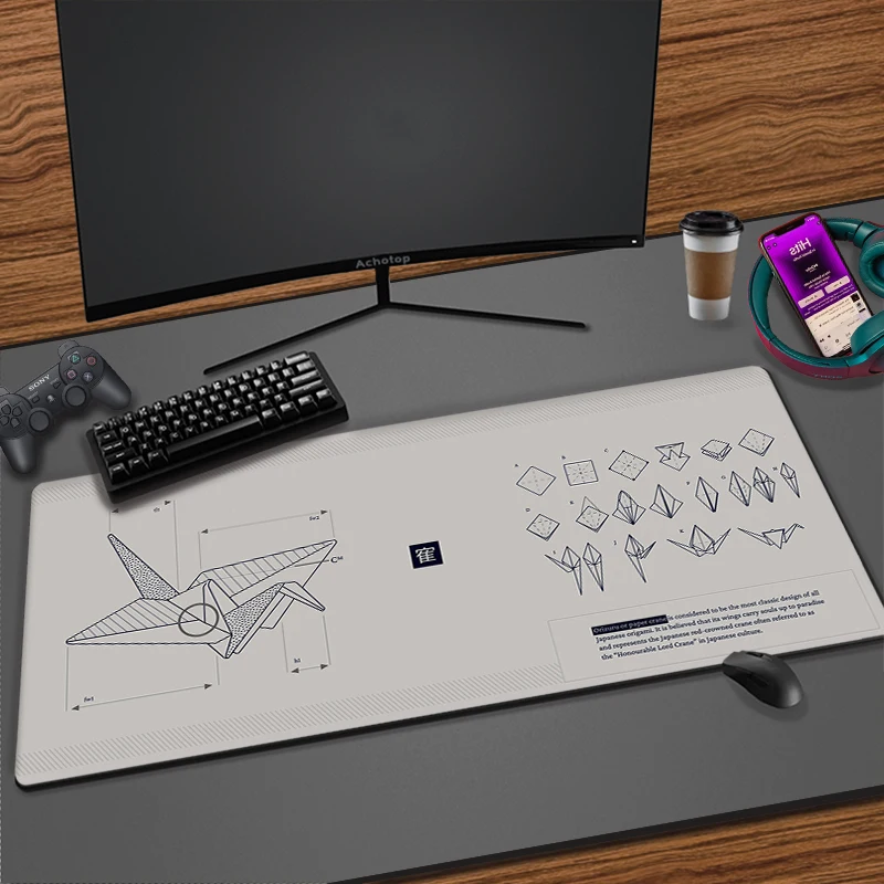 

Paper Crane Black White Mouse Pad Gaming Mousepad Speed Desk Mat PC Laptop Gaming Mats For Office Carpet Game Accessories Pads