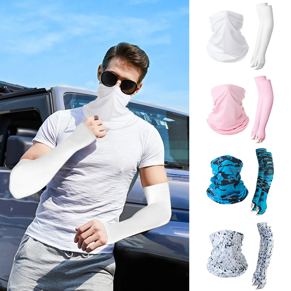 

1 Set Outdoor Cycling Sleeves Cap Face Cover Ice Arms UV Protection MTB Bike Bicycle Protection Set for Cycling