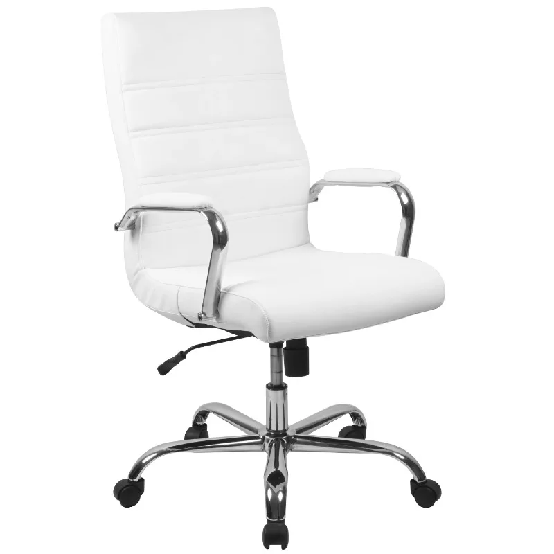 

Flash Furniture High Back White LeatherSoft Executive Swivel Office Chair with Chrome Frame and Arms