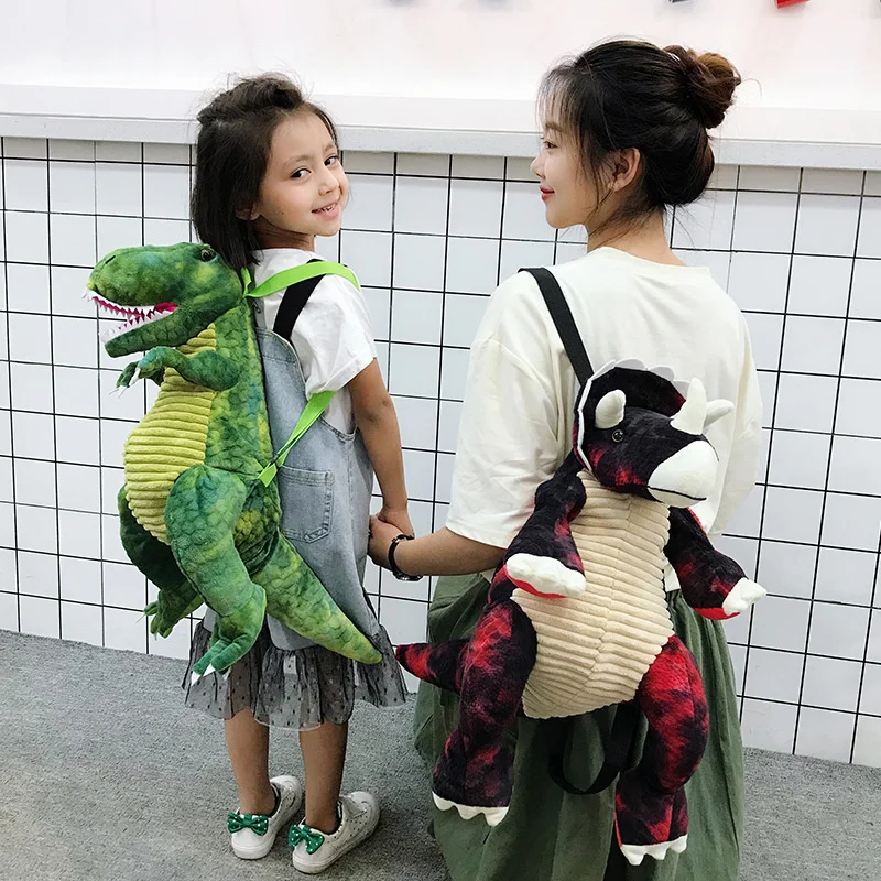 40CM Dianosaur Plush Doll Backpack Stuffed Cartoon Tyrannosaurus Rex Jurassic World Student Kids Bag Birthday Christmas Gift