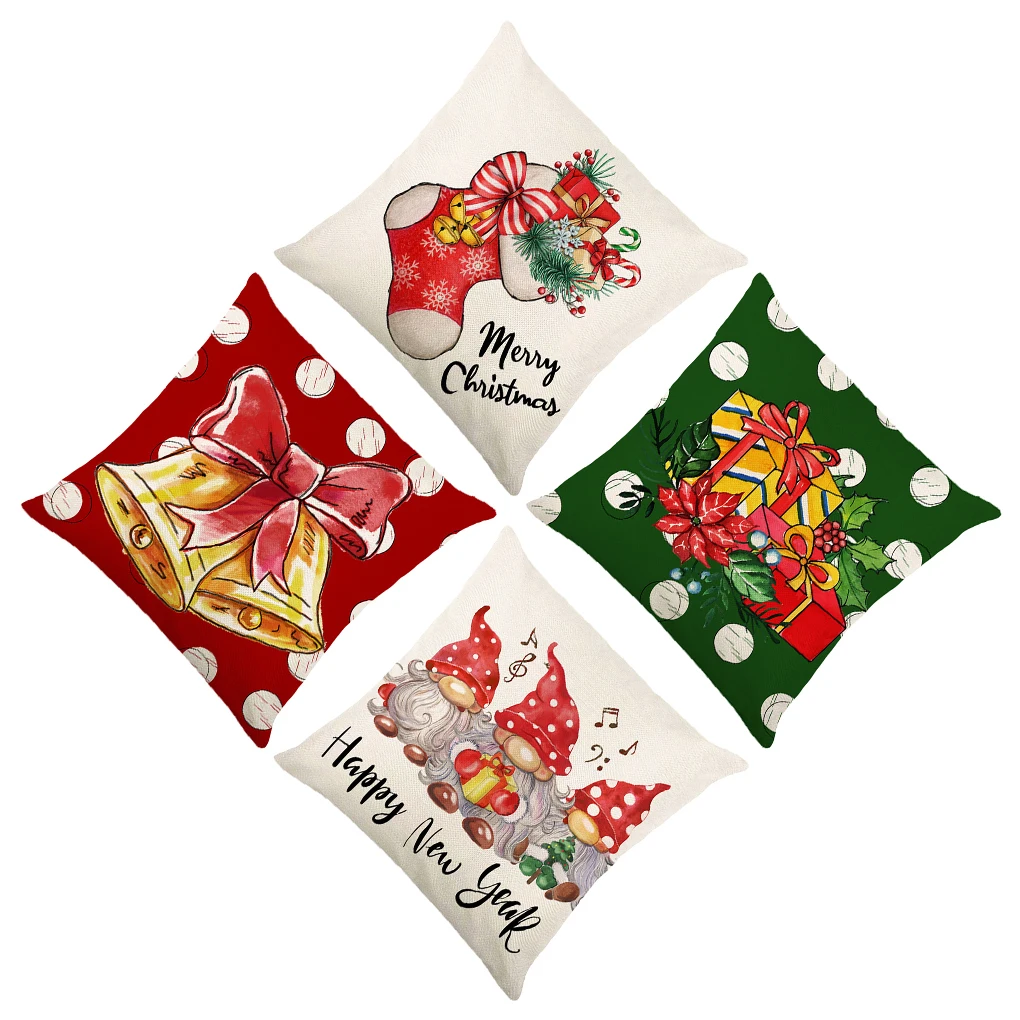 

Рождественская наволочка 4 шт./компл., защитная декоративная наволочка, подушка для дивана, кровати, спальни, гостиной, офиса, автомобиля