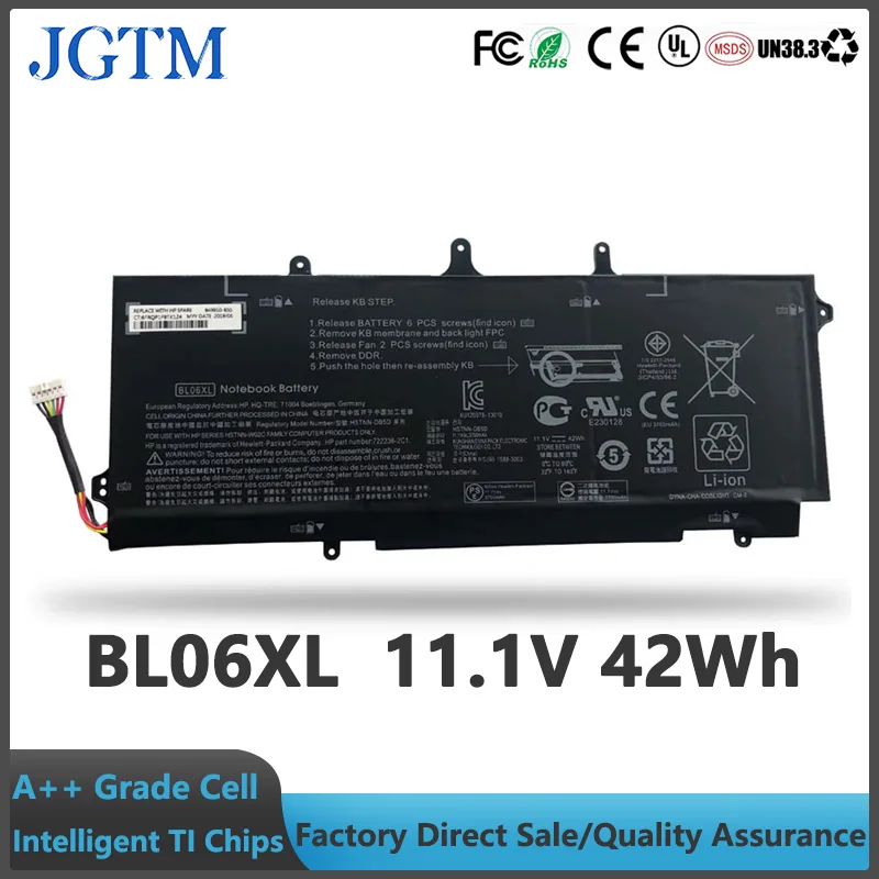 Фото BL06XL Аккумулятор для ноутбука, совместимый с HP EliteBook Folio 1040 G0 G1 G2 HSTNN-DB5D IB5D W02C 722236 -171 1С1 271 722297 -001 F450C №1