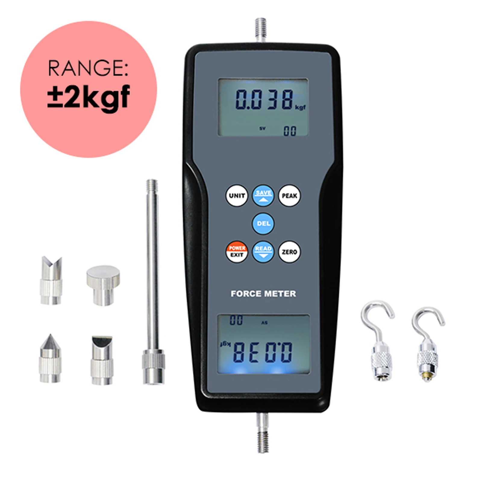 

Digital Force 2K Meter Gauge Pull & Push Magnitude Test Tester N / kg / lb / g Measurement for Manufacturing, Electronics