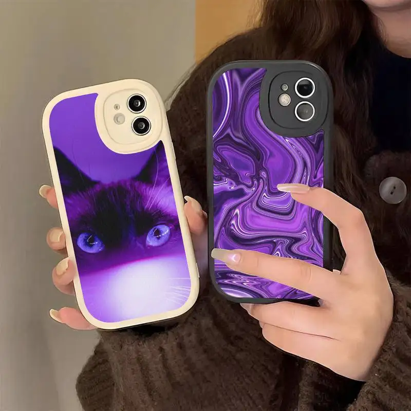 

Purple aesthetic Phone Case for iPhone 13 12 11 14 Pro Max Xs X Xr 7 8 Plus Se 2022 Hard Leather silicone Cover
