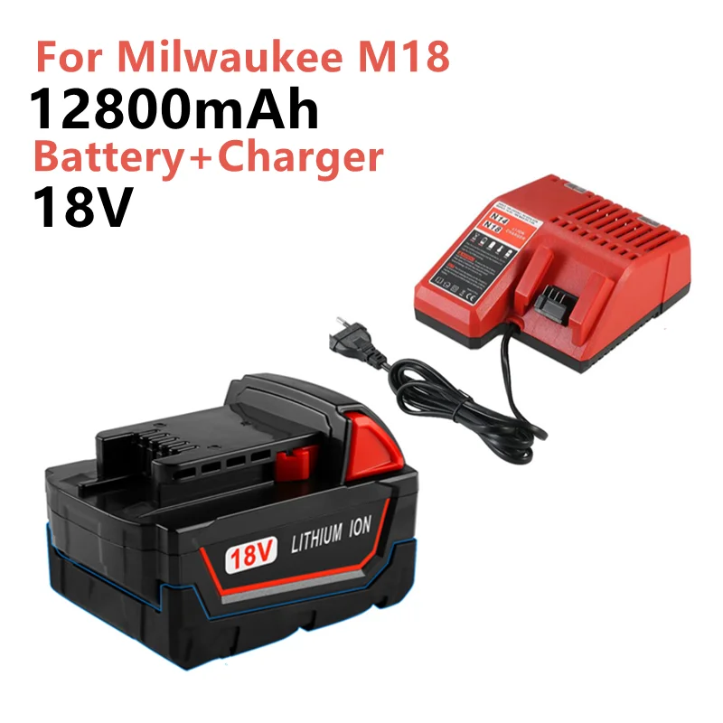 

100% оригинальный сменный литий-ионный аккумулятор 18 в 12800 мАч 12,8 Ач для Milwaukee Xc M18 M18B аккумуляторные инструменты батареи + зарядное устройство