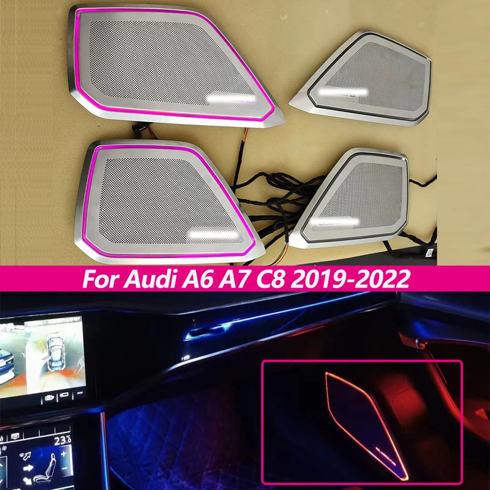 

30 colors Glow Luminous Speaker Cover For Audi A6 A7 C8 2019-2022 LED synchronous original atmosphere environment light neon