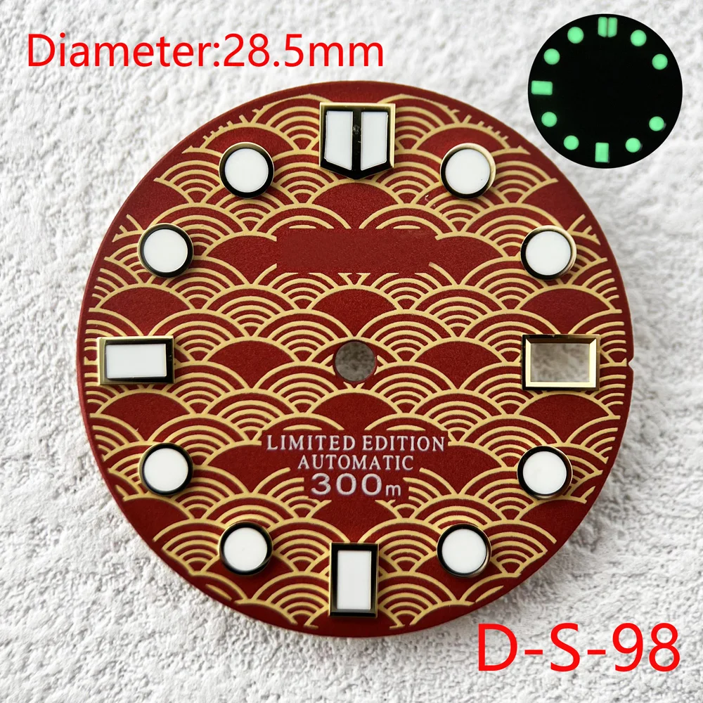 Customizable Logo SKX007/SUB 28.5mm Green/Blue Luminous Dial  Watches Accessories for NH35 NH36 Automatic Movement With S Logo