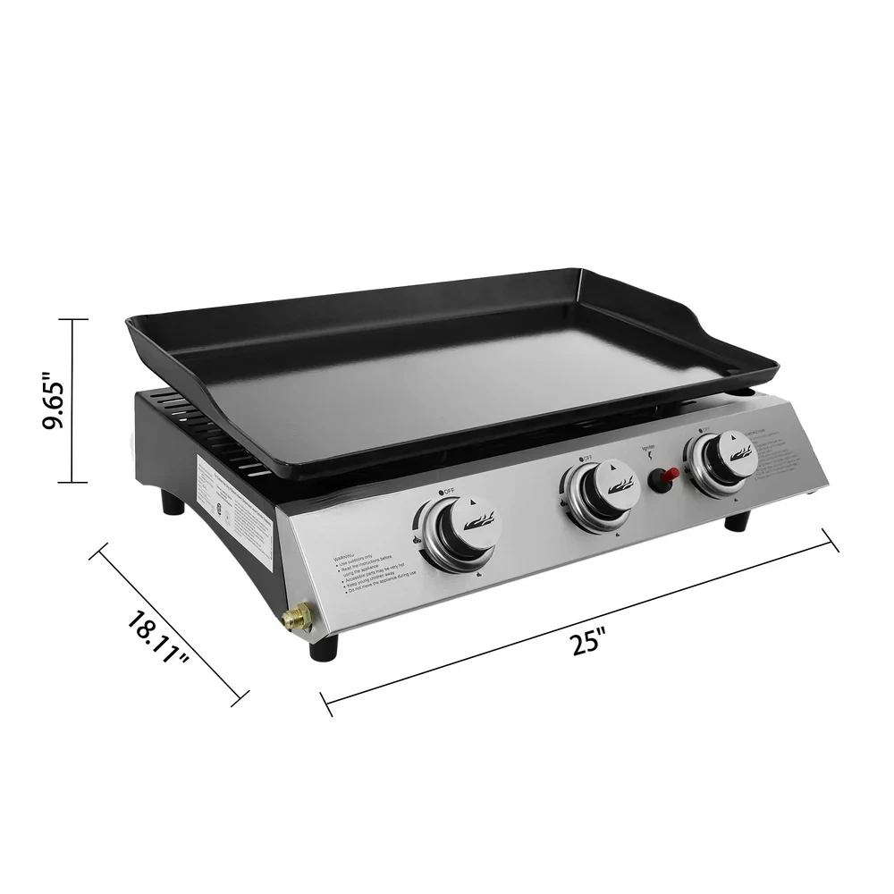 

PD1300 3-Burner 26,400- Portable Gas Grill Griddle, Outdoor Camping, Tailgating
