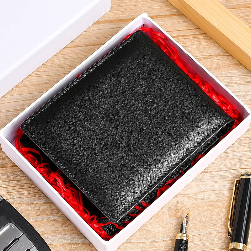 Genuine Leather Men's Wallet tri-Fold Short Coin Purses Rfid Anti-Theft Money Credit Card Holder Purses Money Bag Purse Holder