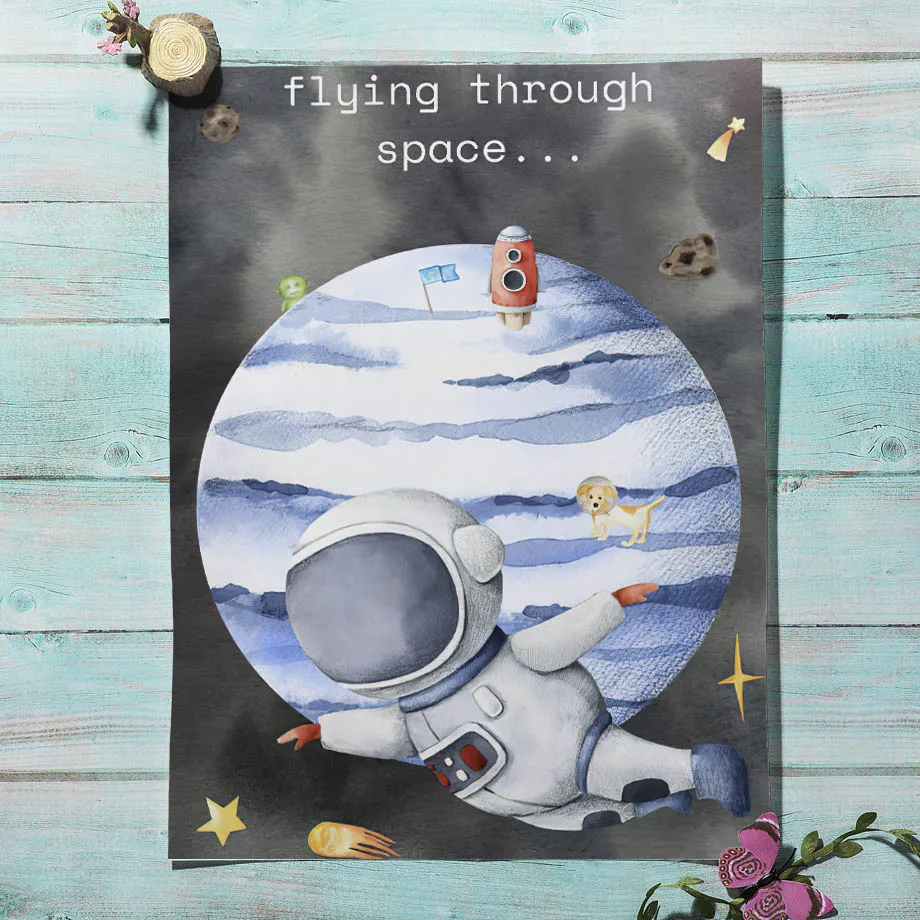 Космические приключения настенная Печать Планета детская живопись на холсте