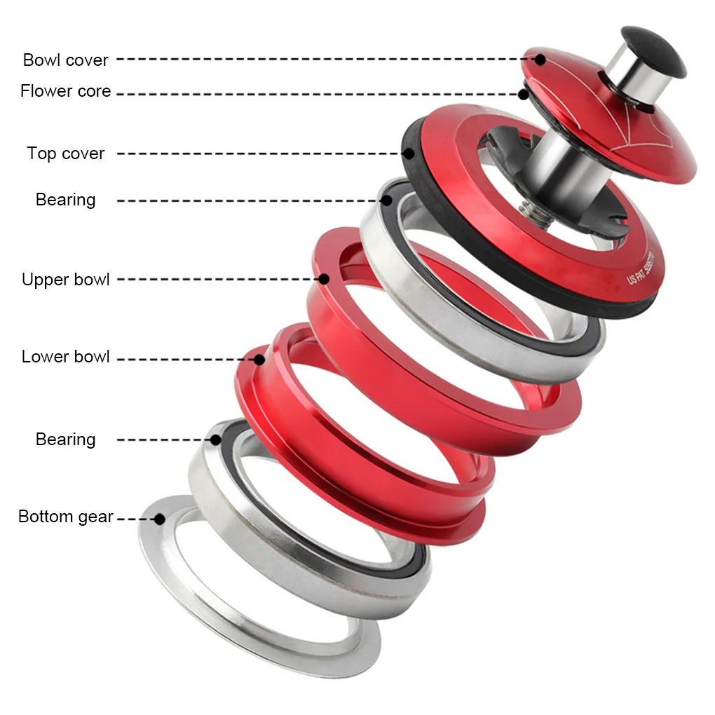 

44MM Bike Headset Reliable Headsets Bearings Aluminum Alloy Multicolor Universal Sports Gear for Mountain Bikes Black
