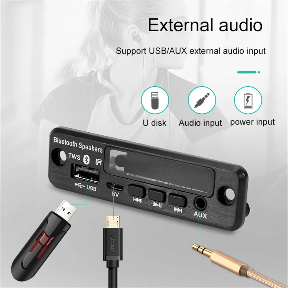 

Умная панель mp3-плеера с Bluetooth, 12 в пост. Тока, с пультом ду