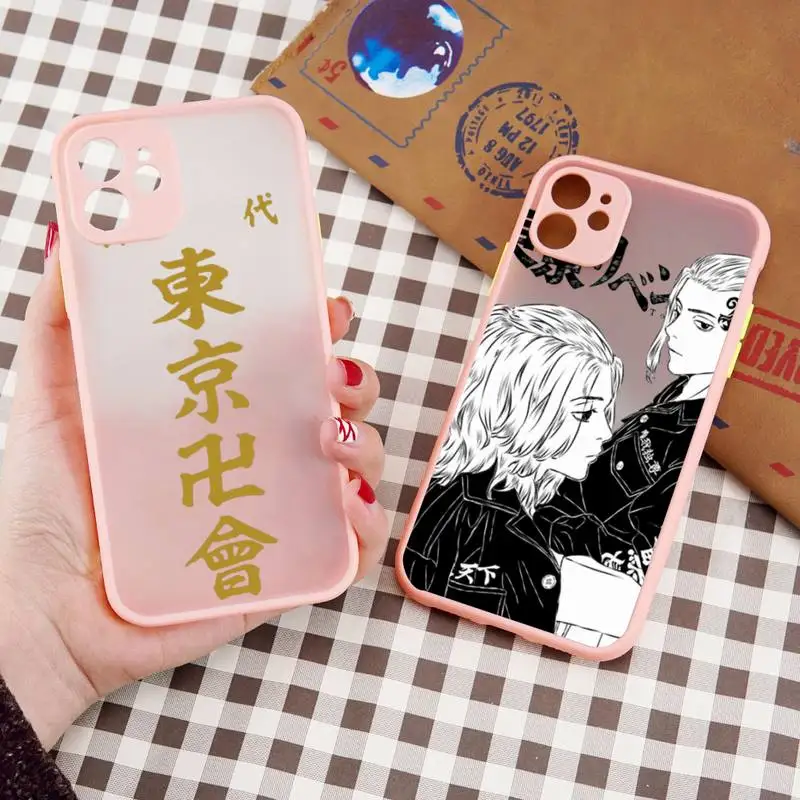 

Tokyo Revengers Avengers Phone Case For iPhone 13 12 11 Mini Pro XR XS Max 7 8 Plus X Matte transparent Pink Back Cover
