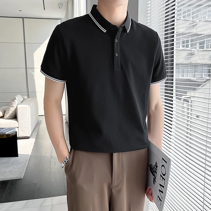 

Simple Polo Shirts Men 2022 Summer Short Sleeve Casual Polo Shirt Solid Color Slim Business Social Polos Streetwear Men Clothing