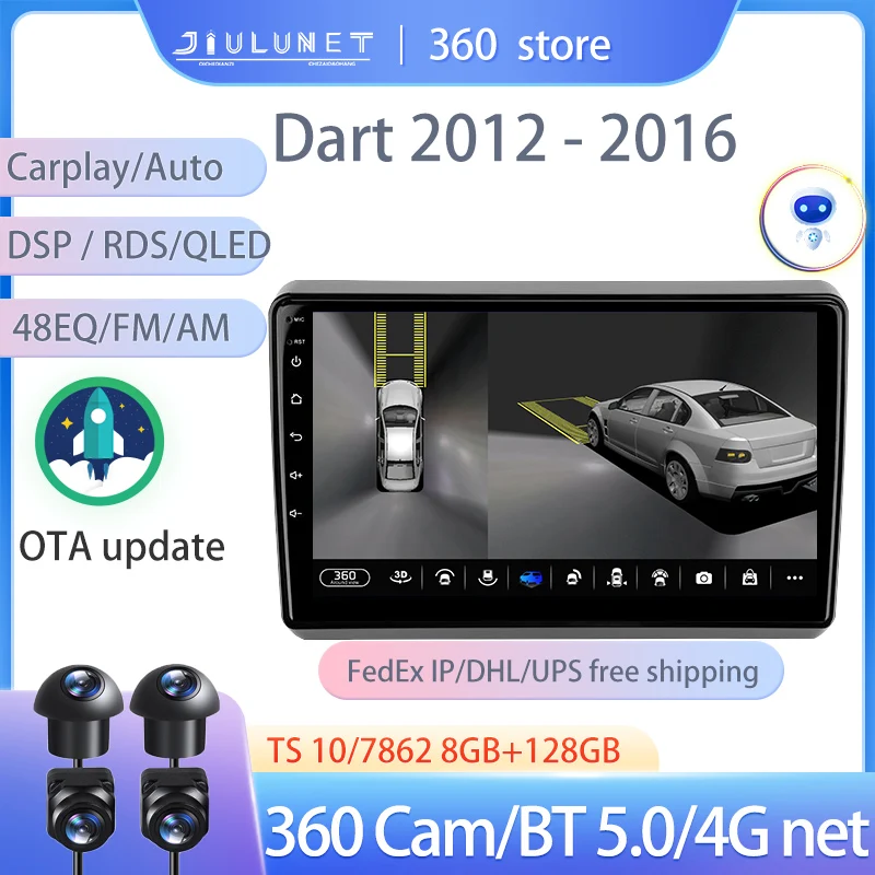 

JIULUNET Smart Stereo Android Auto 360 Cam Radio для Dodge Дротика 2012 - 2016 мультимедийная навигация Carplay