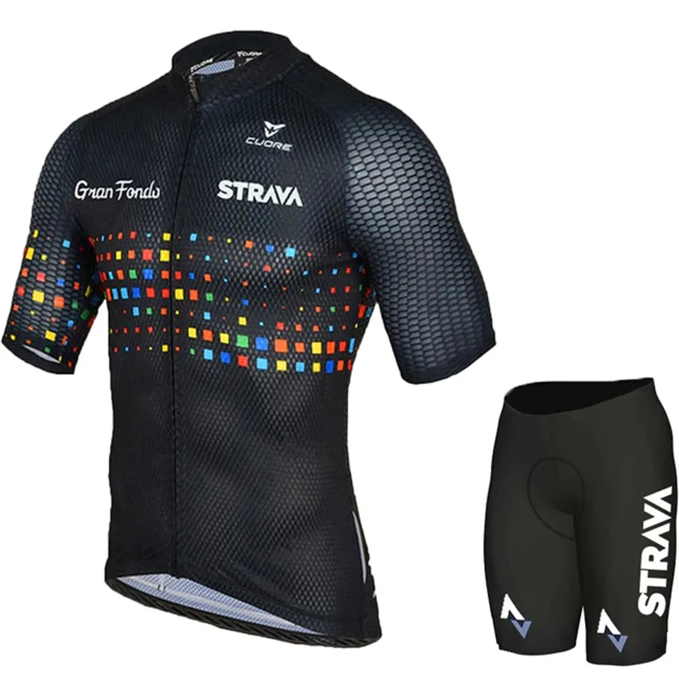 STRAVA Men's Cycling Clothing Summer Set Mountain Bike Comfort Jersey Equipment Sweat-Wicking and Quick-Drying