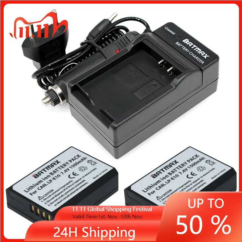 

Аккумулятор для Canon 1100D 1200D 1300D Rebel T3 T5 KISS X50 X70, 1500mA, LP-E10, LPE10, LP, E10, комплект с зарядным устройством