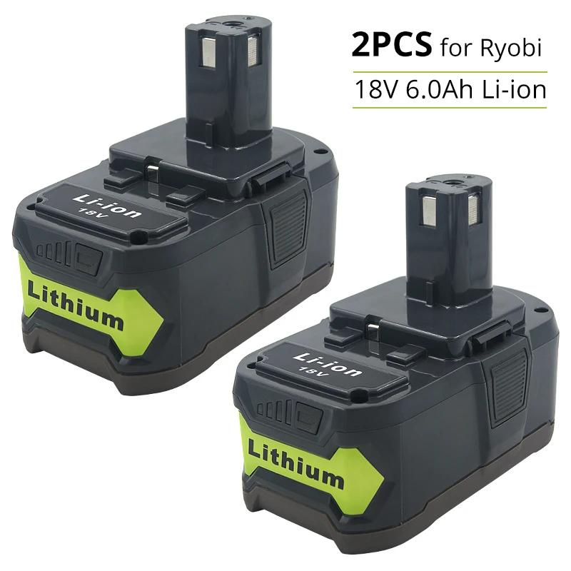 

2PCS P105 P108 18V 6000mAh Li-ion Replacement Rechargeable Battery for Ryobi P100 P109 P104 BPL1820 P106 RB18L50 RB18L40 RB18L60