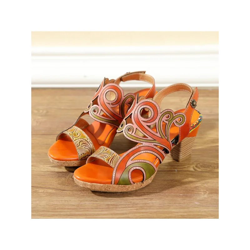 

Сандалии женские из натуральной кожи с открытым носком, на квадратном каблуке 6,5 см