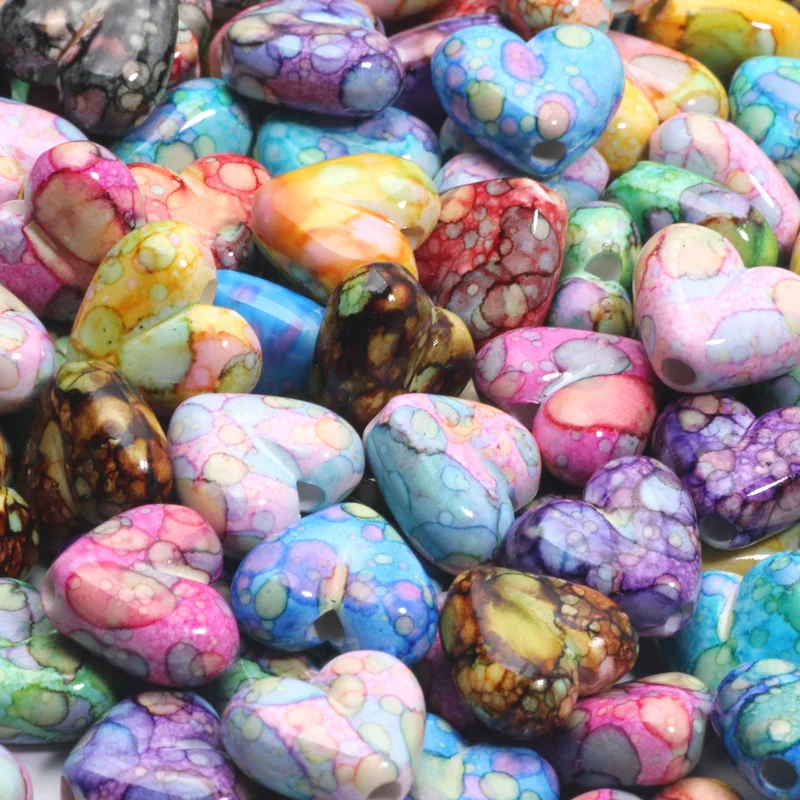 Цветные акриловые бусины в форме сердца насыпные бусины-разделители для