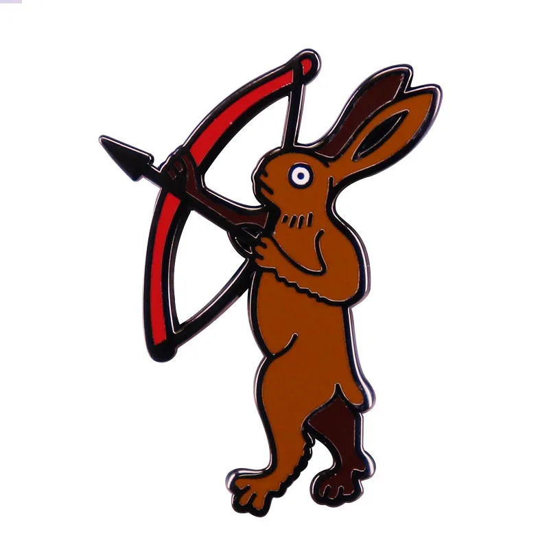 

Rabbit with Bow and Arrow Fashionable Creative Cartoon Brooch Lovely Enamel Badge Clothing Accessories