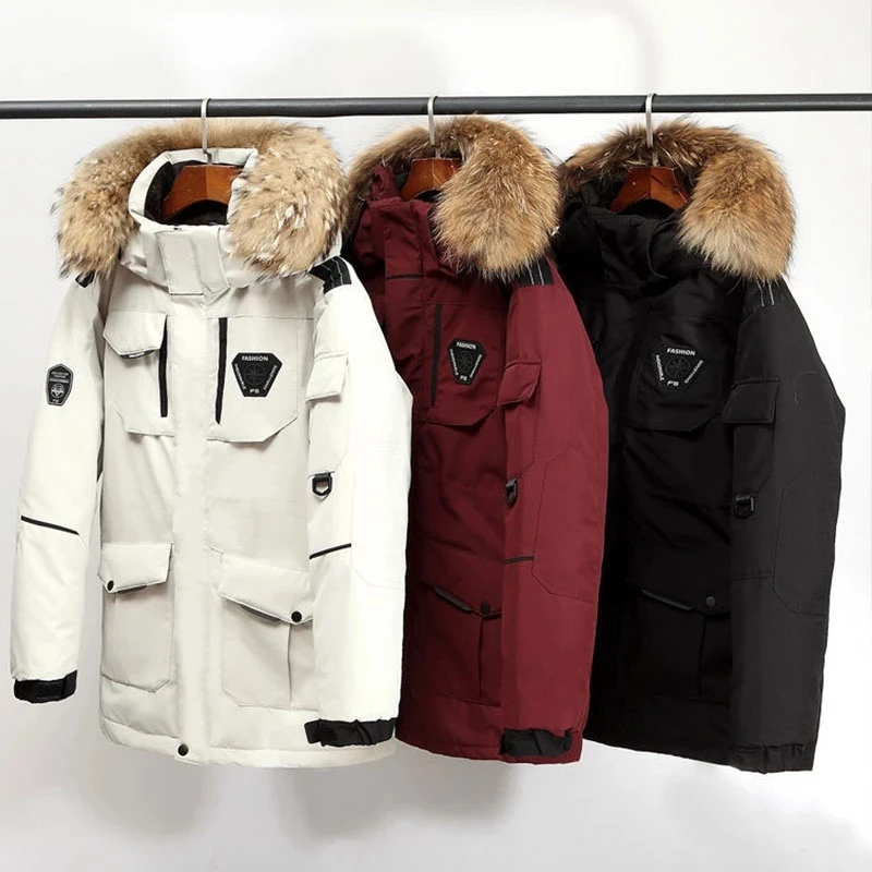 -30 Degree Winter Down Jacket Women 90% White Duck Down Parka Coat Hooded Real Fur Collar Down Thicken Coats Snow Outerwear New