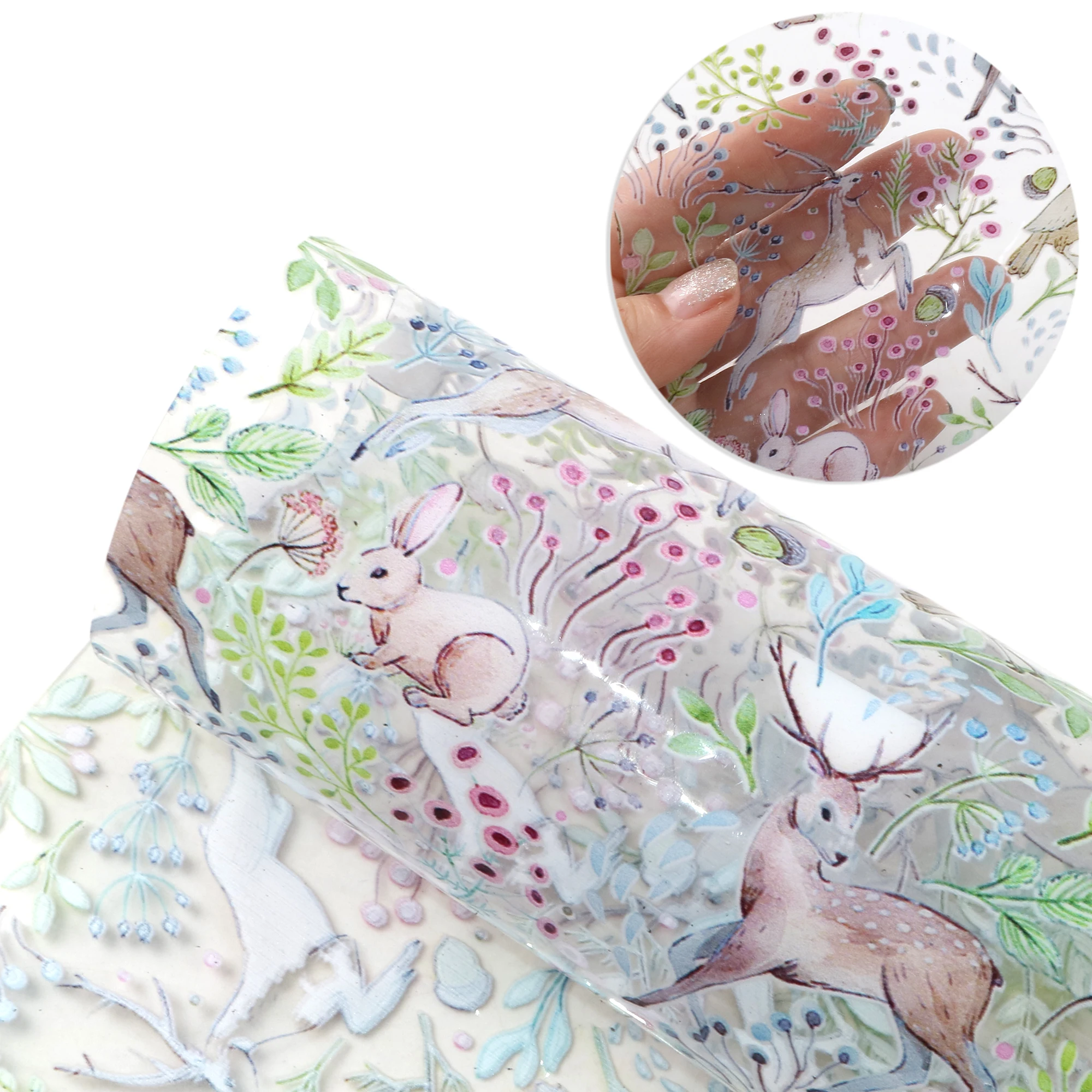 Прозрачная УФ Радужная Цветочная синтетическая искусственная кожа ткань Сделай