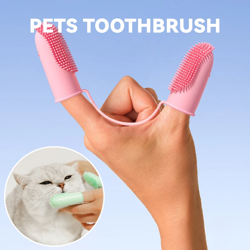 

Dog Super Soft Pet Finger Toothbrush Teeth Cleaning Bad Breath Care Nontoxic Silicone Tooth Brush Tool Dog Cat Cleaning Supplies