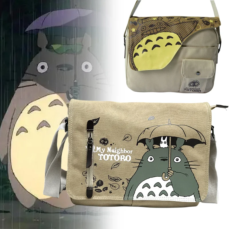 

Totoro Canvas Anime Bag Japanese Cartoon Kawaii Shoulder Handbags Satchel Boys Schoolbag Childrens Student Messenger Kids Bags