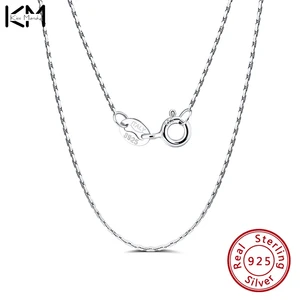 KISS MANDY 16-24Inch 100% 925 Sterling Silver Basic Womens Neck Chain Cable Bamboo Chain For Men Lady DIY Pendants Jewelry
