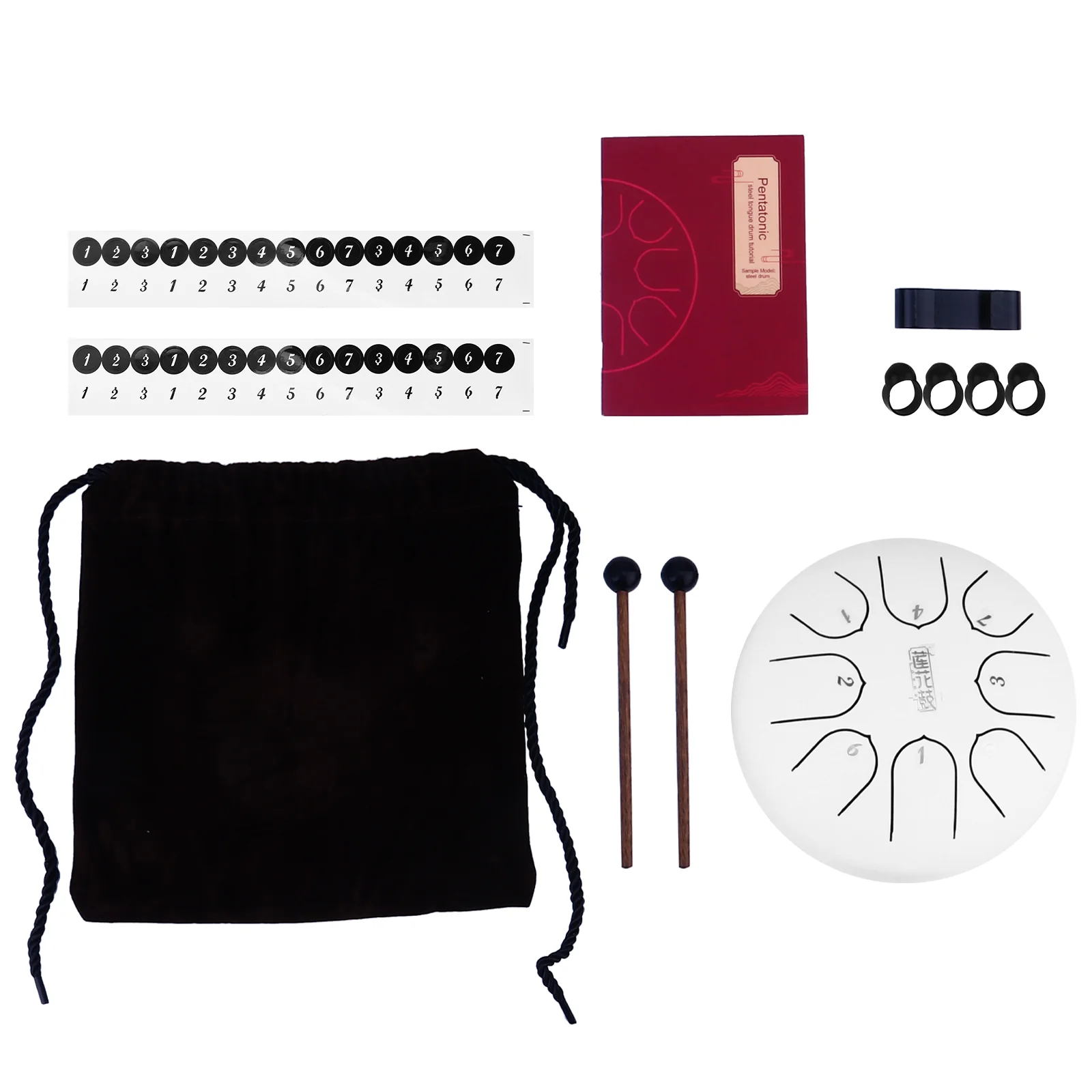 

5pcs Practical Score Steel Tongue Drum 8 Notes 6 Inches Tank Drum with Bag