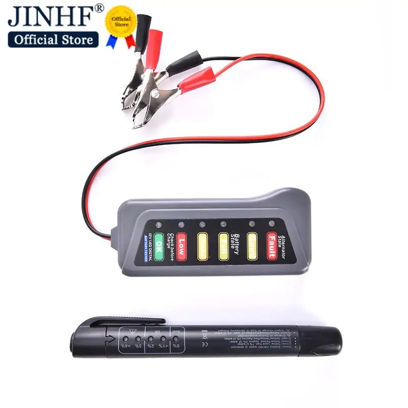 

Тестер автомобильного аккумулятора, 12 В, цифровой, с 6 светодиодный ными индикаторами