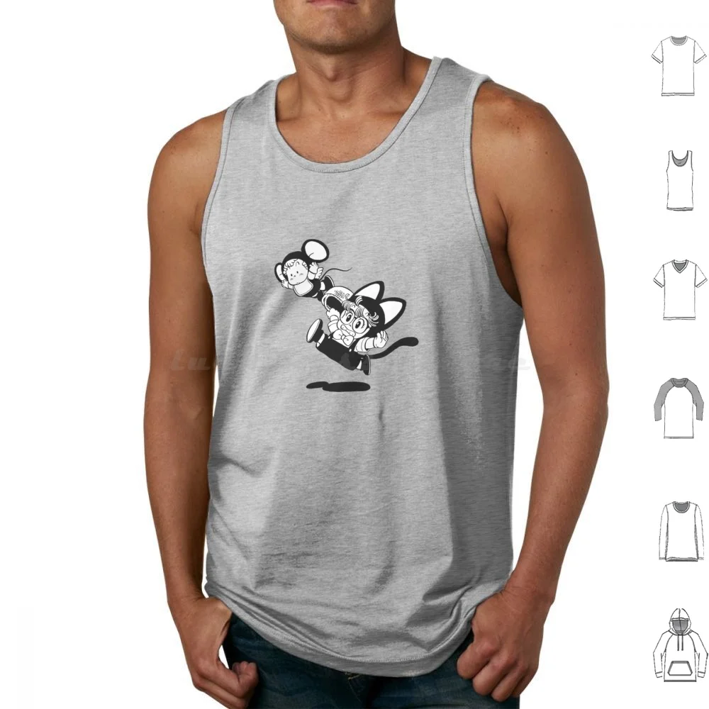 

Arale Gachan Cats Tank Tops Print Cotton Arare Norimaki Gachan Gatchan Akira Toriyama Sembei Dr Slump Jump Bird