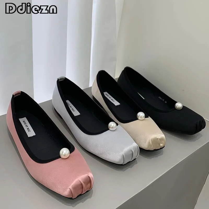 

Ladies Lolita Shoes Summer Female Casual Outside Fashion Ballet Flats Square Toe 2023 New Women Mary Janes Spring Sandals Shoes