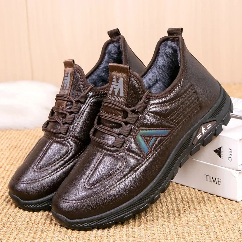 Новые зимние мужские хлопковые туфли с бархатом для тепла здоровой ходьбы мягкая