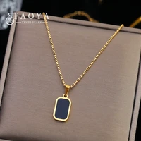 2021 new classic black square pendant titanium steel necklace for woman korean fashion jewelry girls temperament clavicle chain