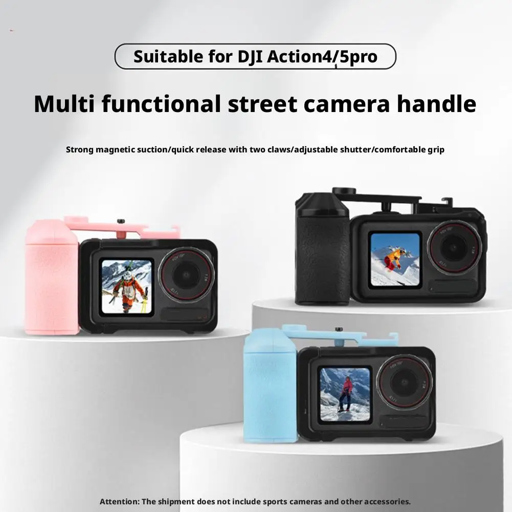 Фото Ручка для экшн-камеры DJI Action 3/4/5 PRO, ручка из АБС-пластика, уличная фотография, необходимый аксессуар, черный, синий, розовый №3