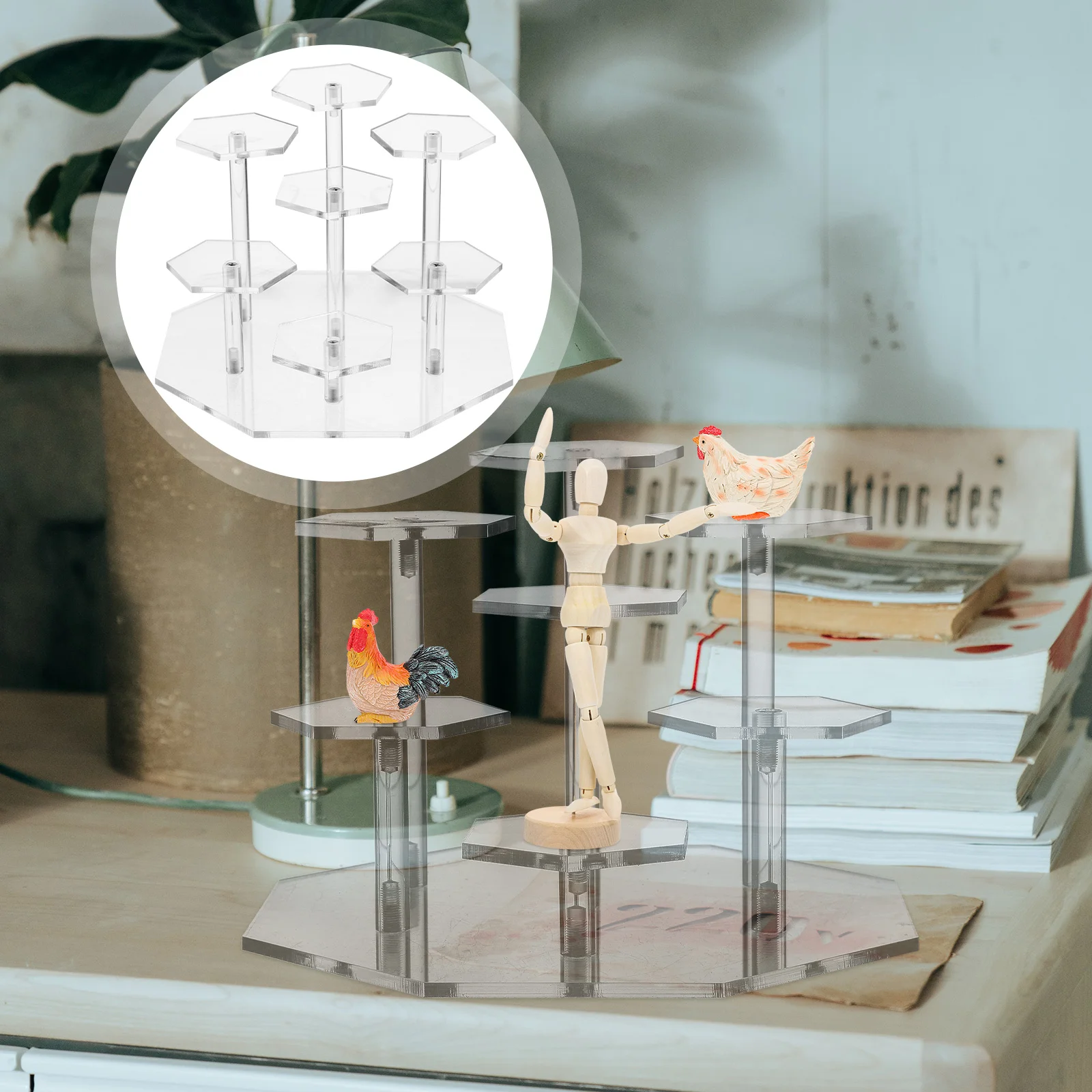 

Multi-Layer Hand-Held Display Rack Figures Stand Crafts Acrylic Riser Toy Model Jewellery