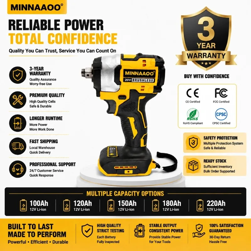 Аккумулятор для бесщеточного ударного гайковерта Dewalt 20V MAX, беспроводного электрического инструмента с высоким крутящим моментом, мощный аккумулятор, совместимый для авторемонта. (art.: 3920dcccd6c6e) - 3920dcccd6c6e