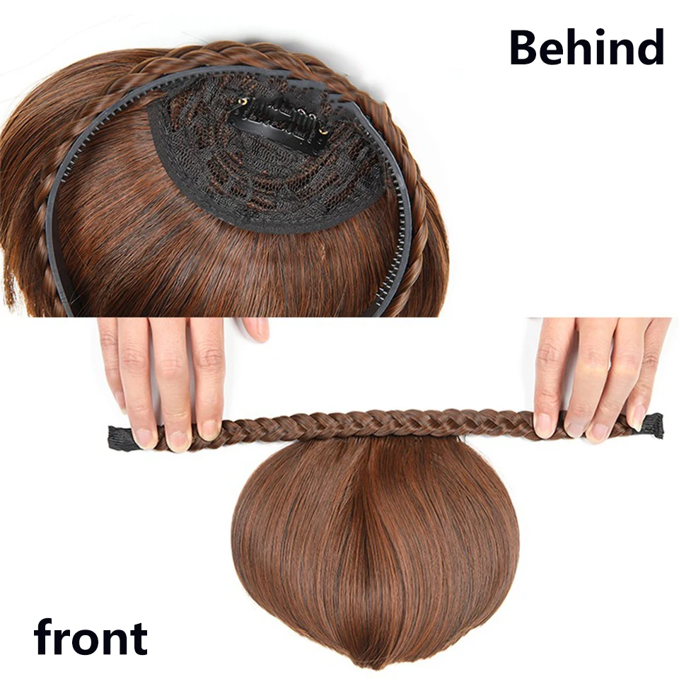 Искусственные натуральные парики для волос SEEANO челки с косами термостойкие