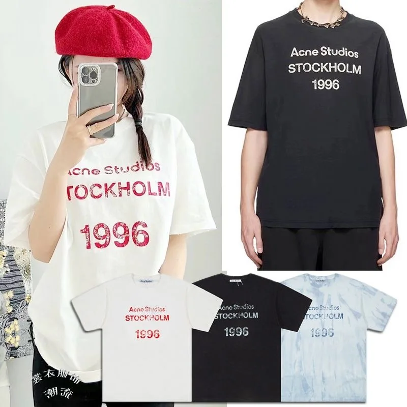 

New Sweden Tide brand Tie-dye frayed old retro 1996 loose French trend ins niche short-sleeved T-shirt