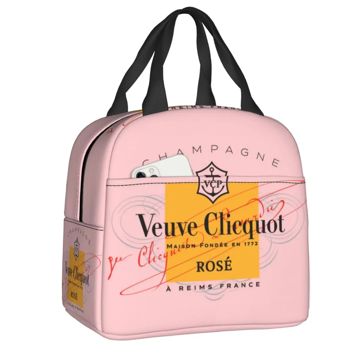 

VCP Champagne Clicquots Insulated Lunch Bags for Outdoor Picnic Leakproof Cooler Thermal Lunch Box Women Kids
