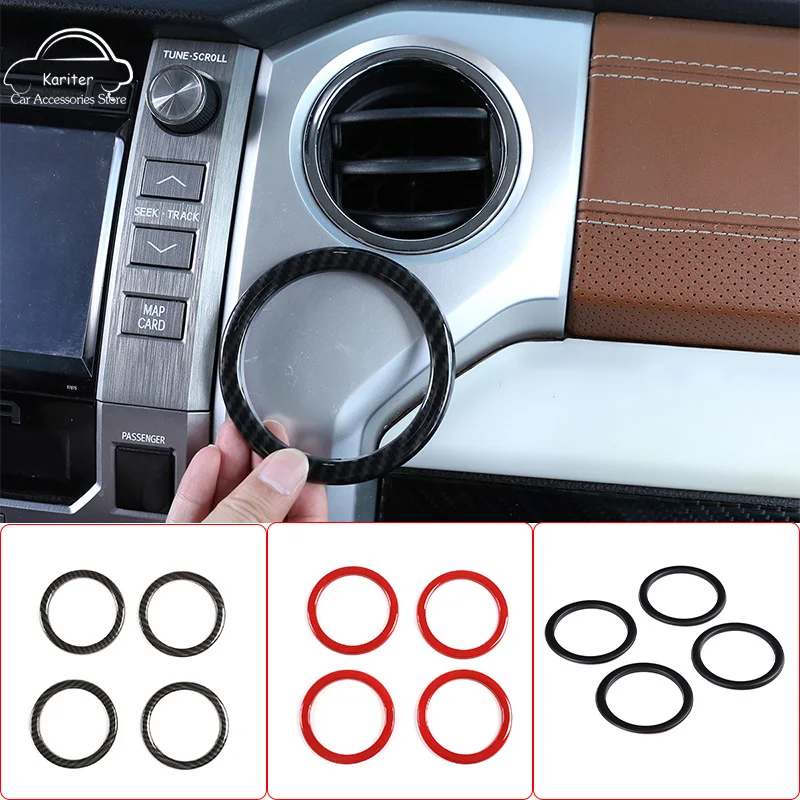 

Для Toyota Tundra 2014-2021 ABS карбон/Красный Автомобильный Стайлинг переменного тока Выходное кольцо украшение вентиляционные отверстия отделка наклейки крышка