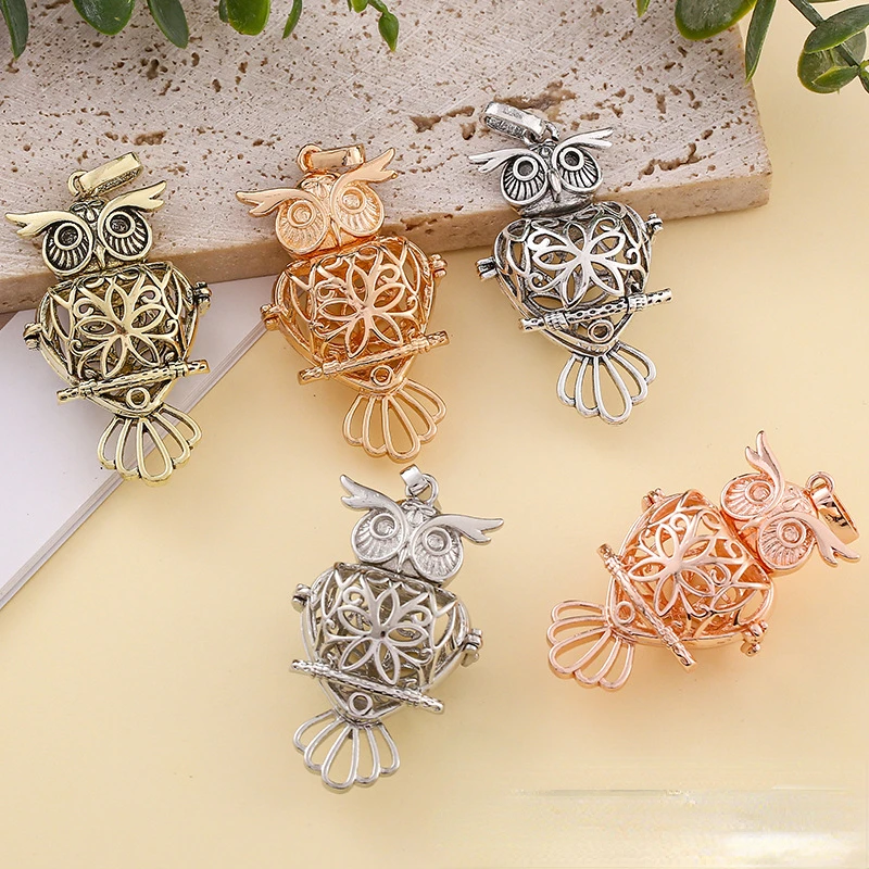 

Fashion Owl Magic Box Pendant Diffuser Open DIY Jewelry Accessories Perfume Pendant Jewelry