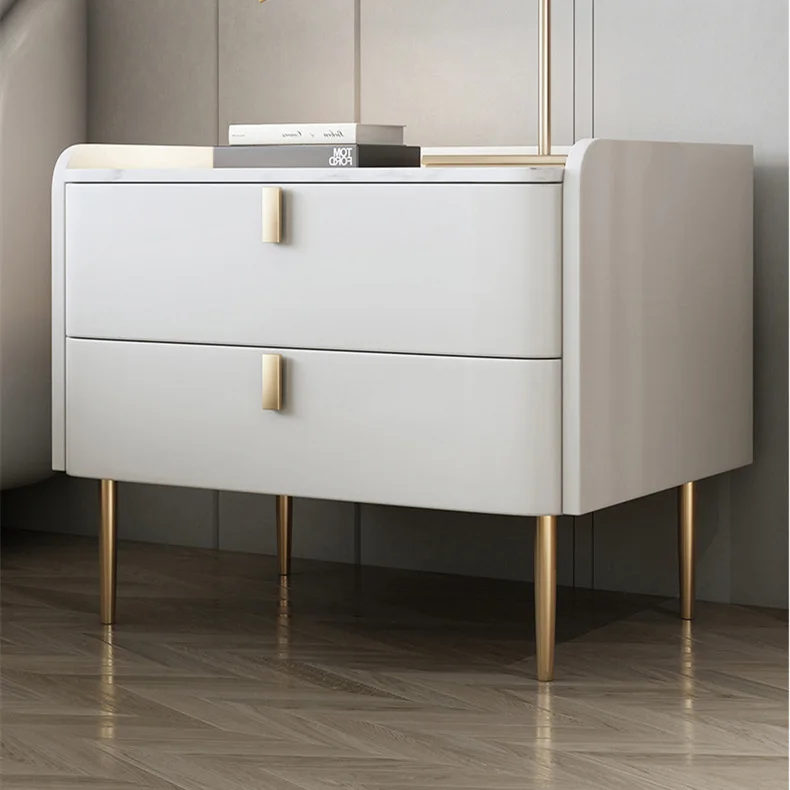 

Light Luxury Fengyan Board Bedside Cabinet Modern Simple Pure Solid Wood Bedside Storage Cabinet Bedroom Bedside Storage Cabinet