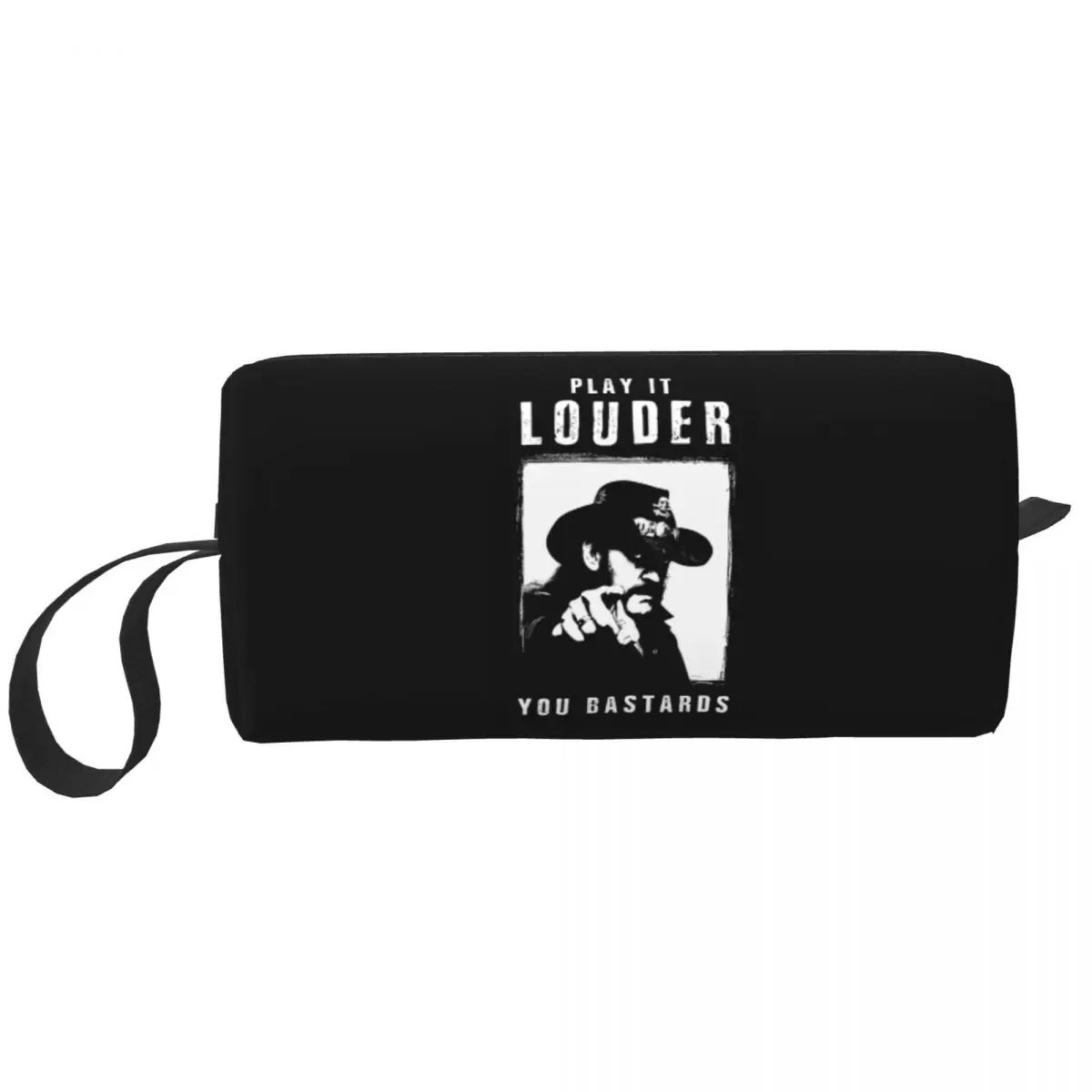 

Custom Rock Star Lemmys Travel Cosmetic Bag for Women Makeup Toiletry Organizer Ladies Beauty Storage Dopp Kit